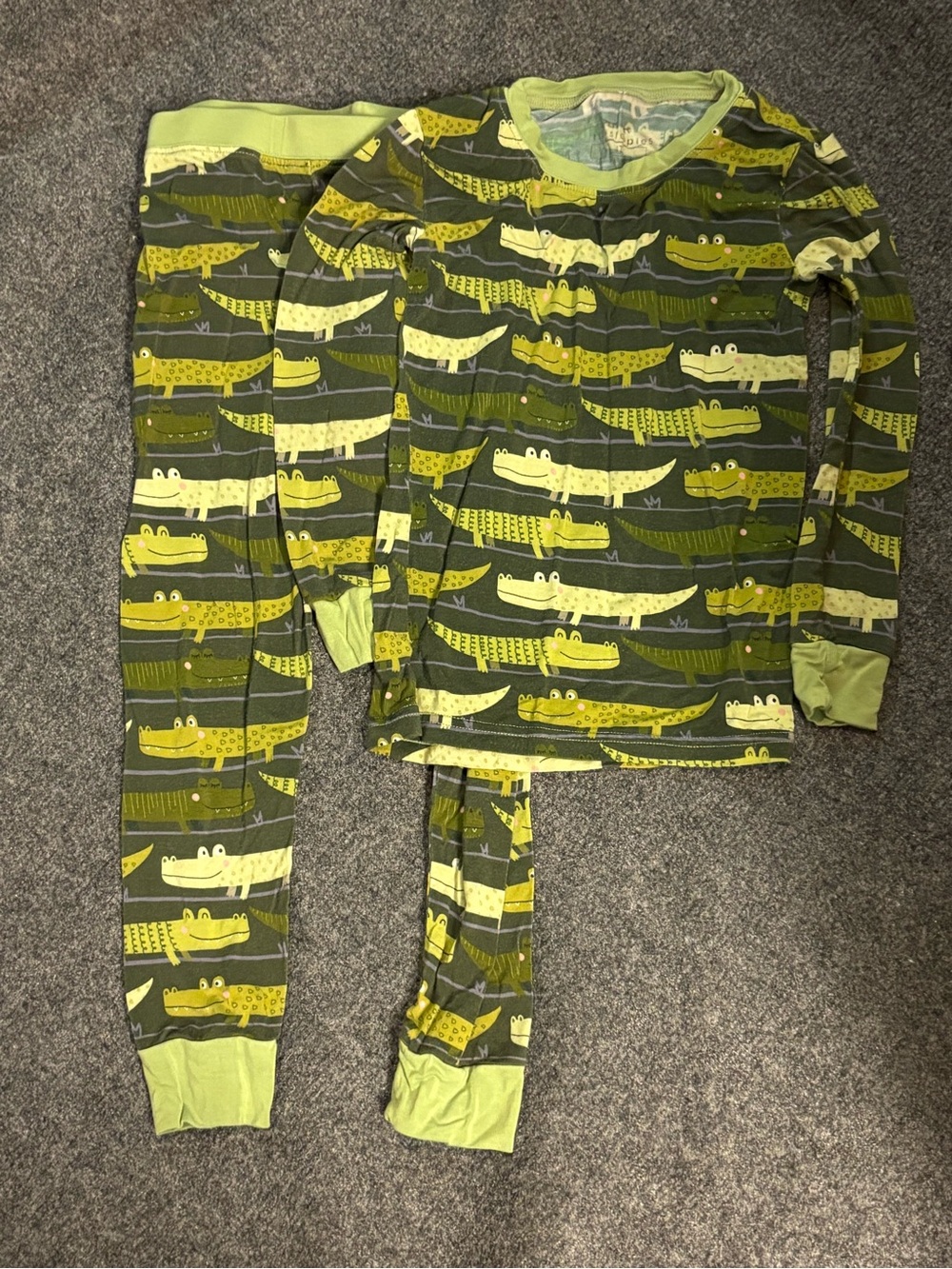 Little Sleepies Green Alligator Print Pajama Set